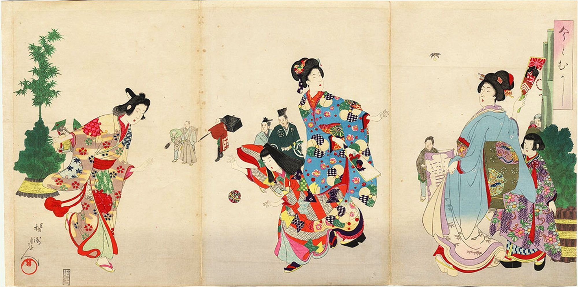 CHIKANOBU, "Playing Games at New Year's"