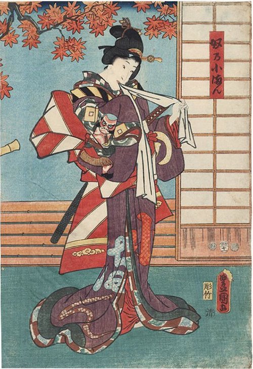 KUNISADA,
        "Bijin with Kite Kimono"