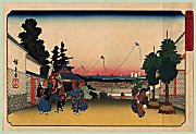 HIROSHIGE, "View of
                            Kasumigasek"i - Toto Meisho