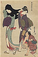 Kyonaga, The Entangled Kite (Green Kimono)