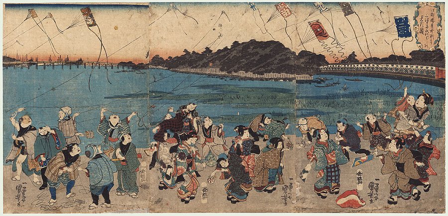 KUNIYOSHI, A View of Mitsumata and
                            Eitai Bridge Seen from Susaki, 1843 Series;
                            Famous Views of Edo