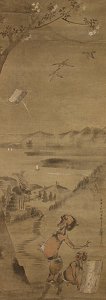 SHIBA
                            Kokan, 'Oni Flying Kites' (Kakemono)