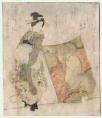 Katsushika TAITO (TAITO-II) (active ca.
                            1810 - 1853) "Geisha and Kite"
                            Surimono